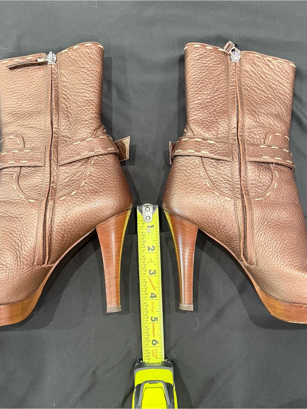 Fendi Brown Pebbled Leather Platform Ankle Boots | EU 36.5 | Made in Italy - Picture 4 of 7